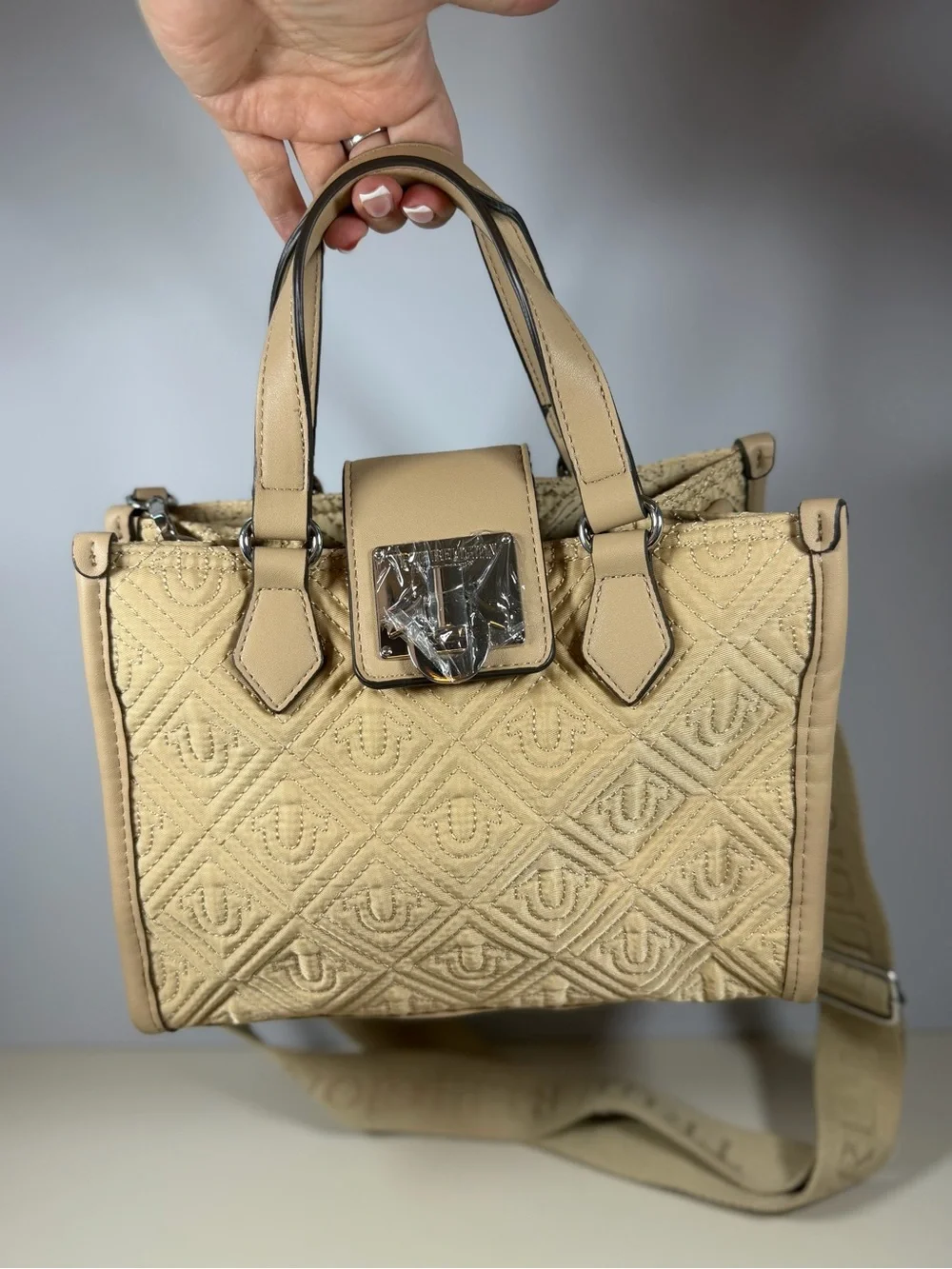 True Religion Quilted Beige Satchel